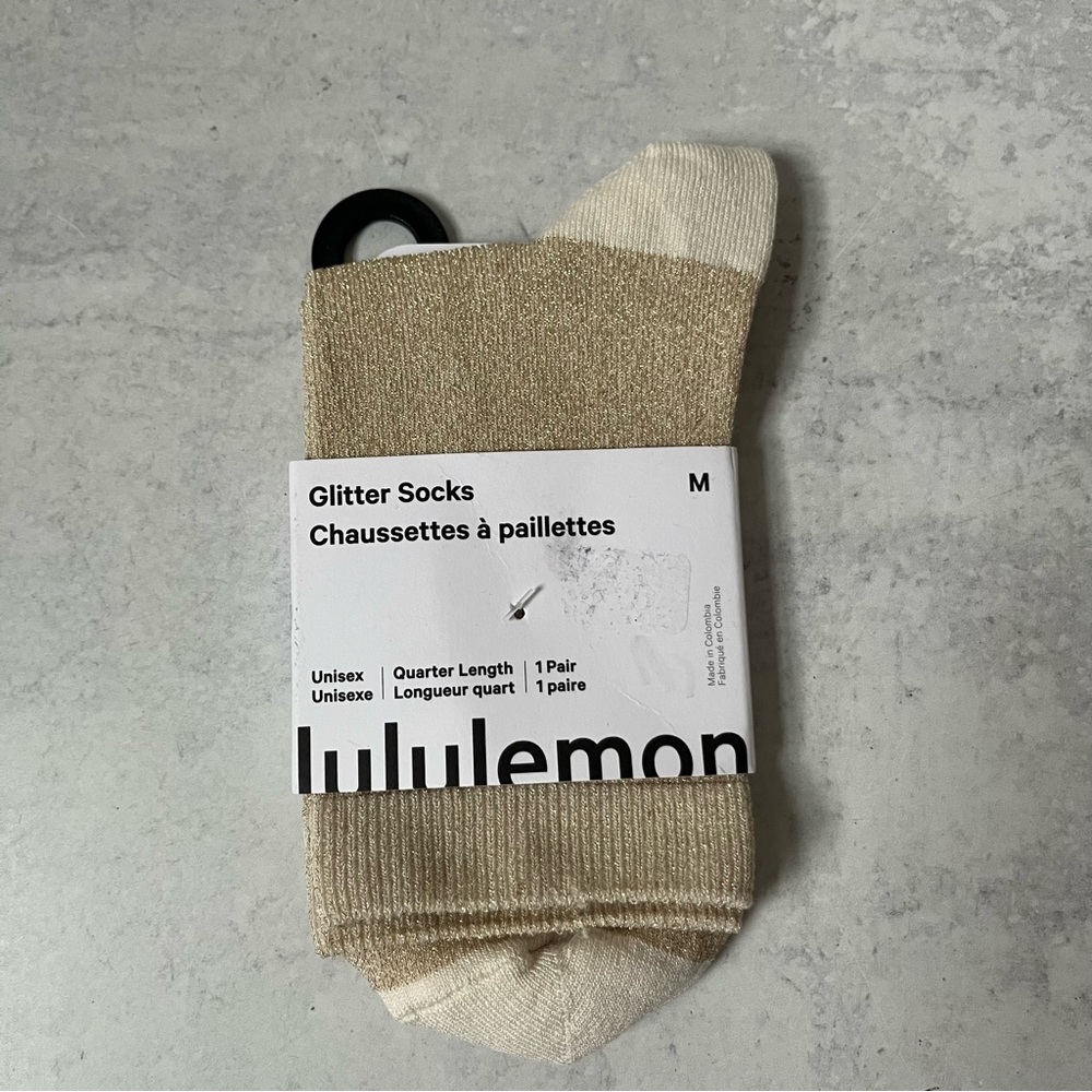 Lululemon Glitter Socks Medium Gold NEW